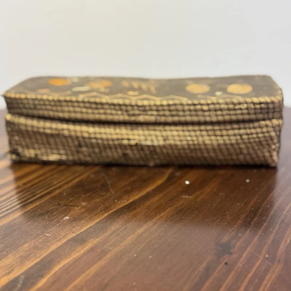 Hand Crafted North American‎ Native Birch Bark Covered Porcupine Quill Basket 9